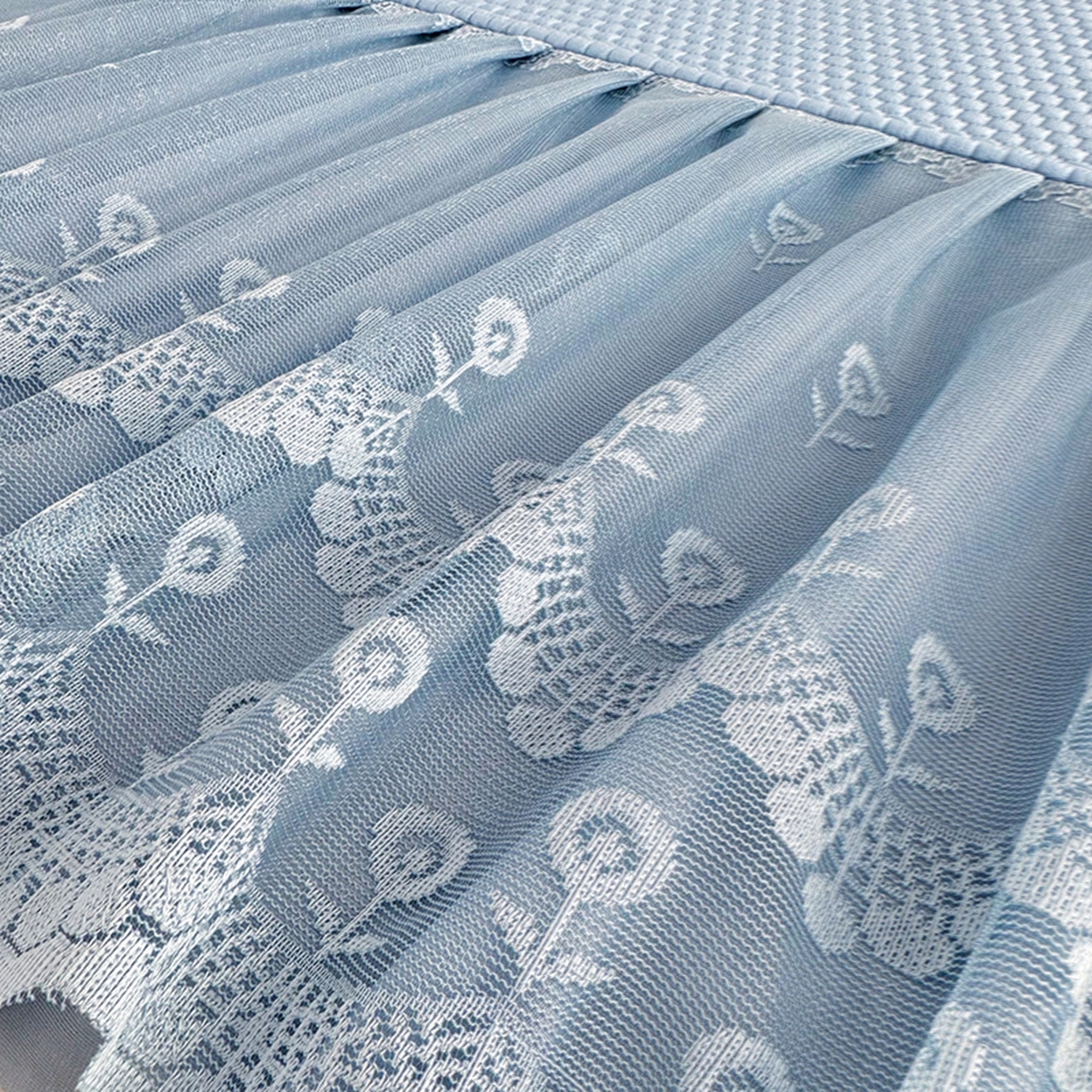 91家纺网 家纺一手货源 找家纺 金绣美居 2026新款PE高分子凉感席聚乙烯冰感床裙款凉席三件套-七里香 七里香-蓝色