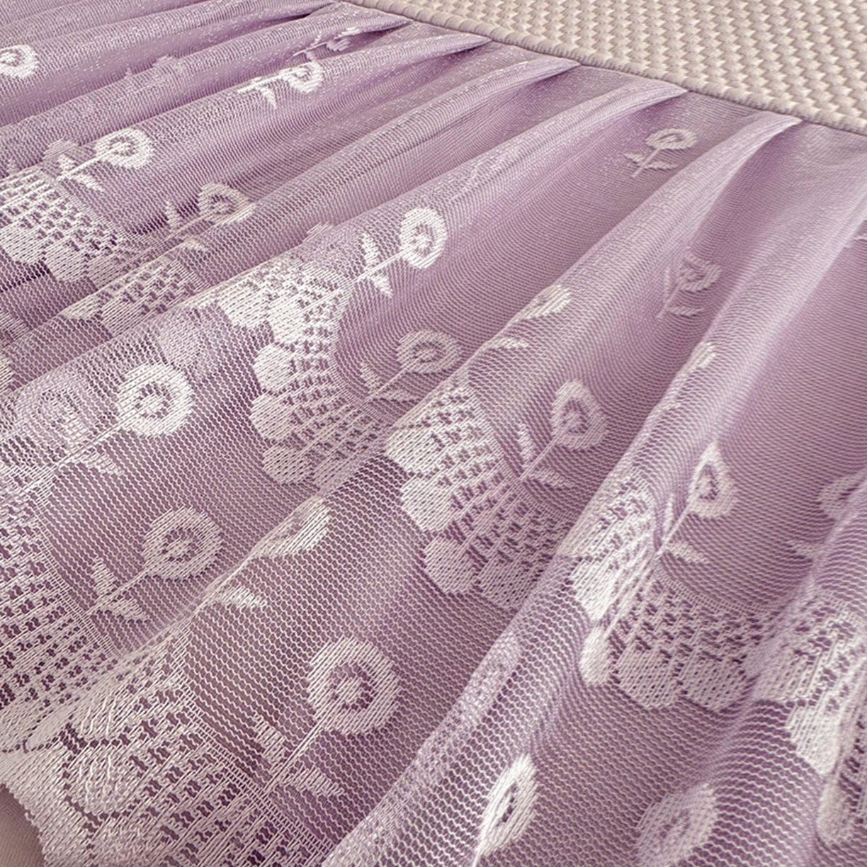 91家纺网 家纺一手货源 找家纺 金绣美居 2026新款PE高分子凉感席聚乙烯冰感床裙款凉席三件套-七里香 七里香-紫色