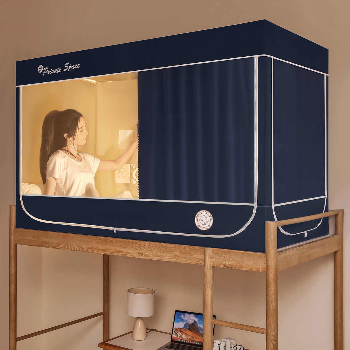 91家纺网 家纺一手货源 找家纺 （总）澳萝拉 2026新款升级物理遮光防蚊无涂层无覆膜款学生坐床蚊帐