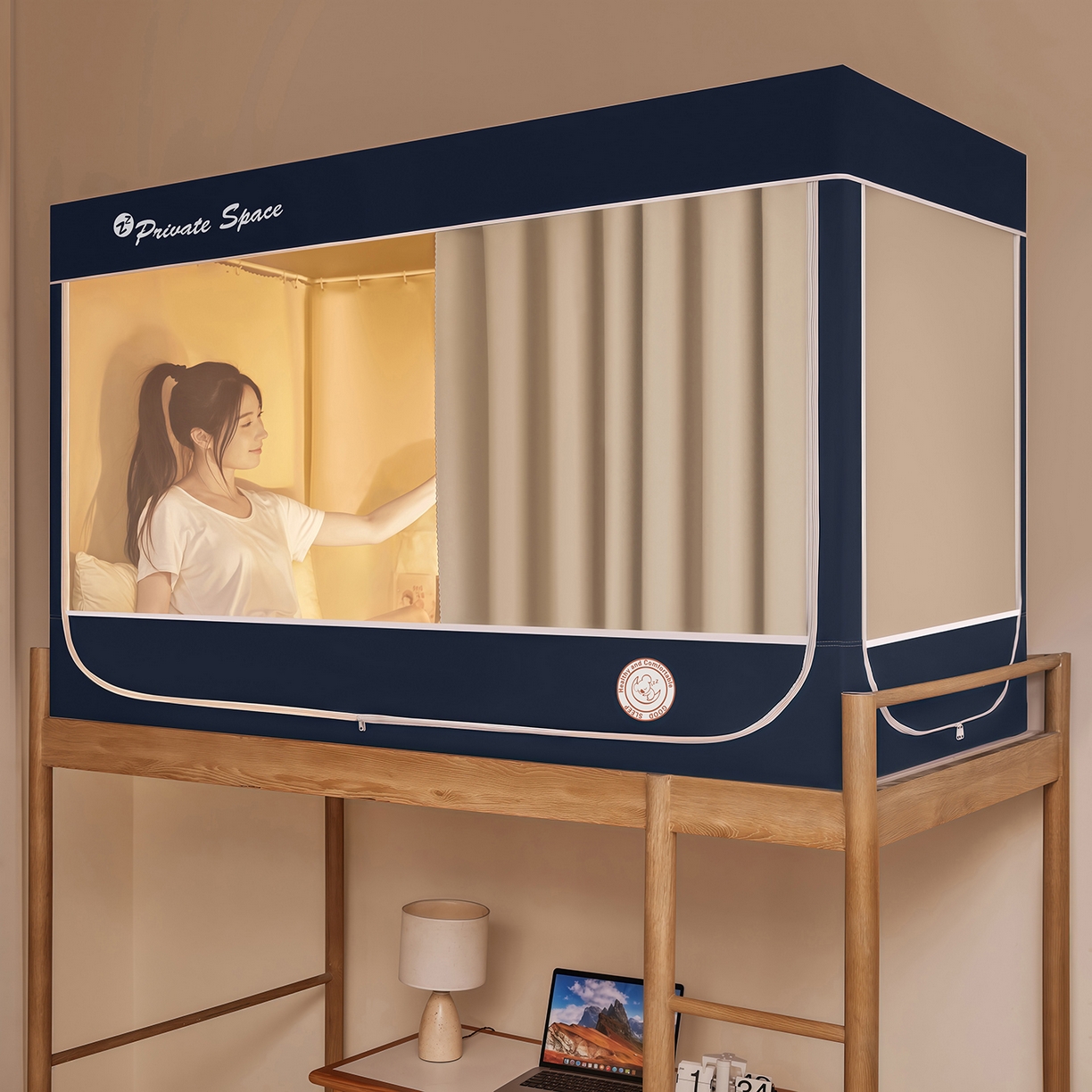 91家纺网 家纺一手货源 找家纺 （总）澳萝拉 2026新款升级物理遮光防蚊无涂层无覆膜款学生坐床蚊帐