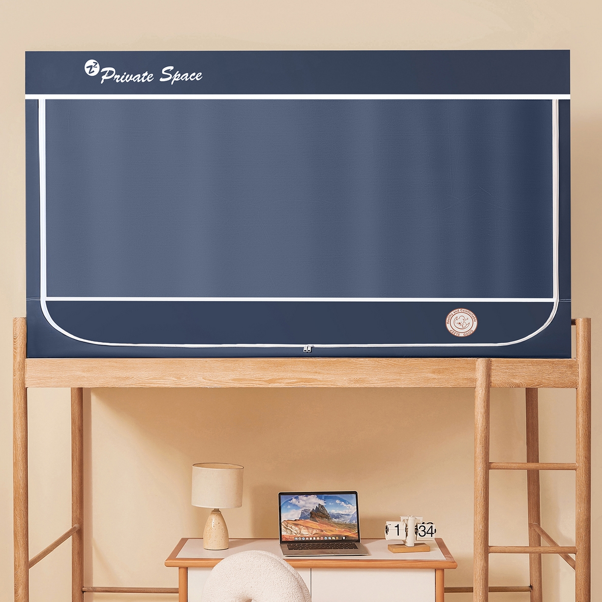 91家纺网 家纺一手货源 找家纺 澳萝拉 2026新款升级物理遮光防蚊无涂层无覆膜款学生坐床蚊帐 靛蓝