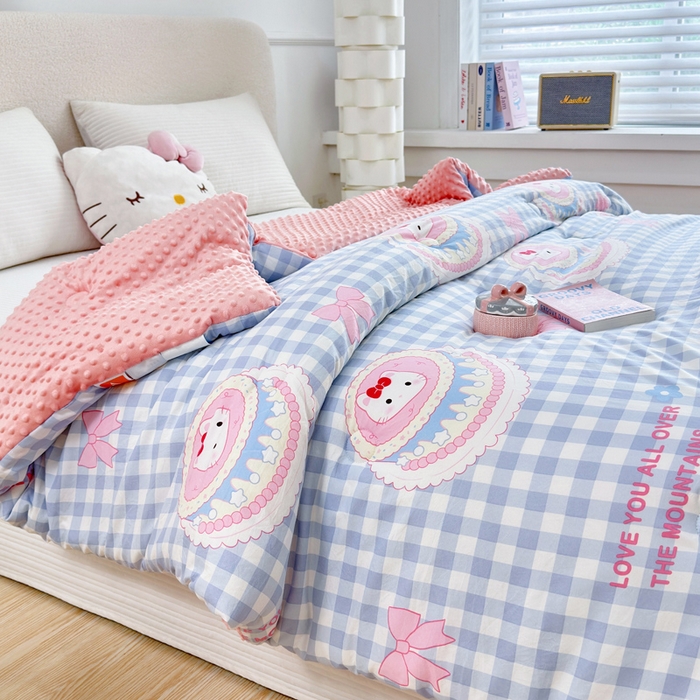 91家纺网 家纺一手货源 找家纺 赛琳 2026新款豆豆春秋被被子被芯 蛋糕小猫