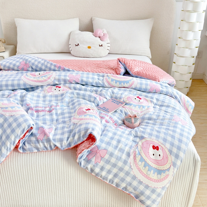 91家纺网 家纺一手货源 找家纺 赛琳 2026新款豆豆春秋被被子被芯 蛋糕小猫