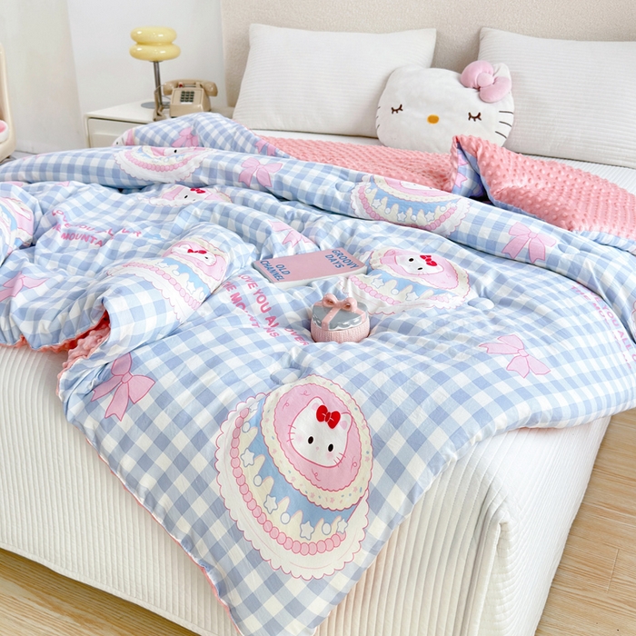 91家纺网 家纺一手货源 找家纺 赛琳 2026新款豆豆春秋被被子被芯 蛋糕小猫