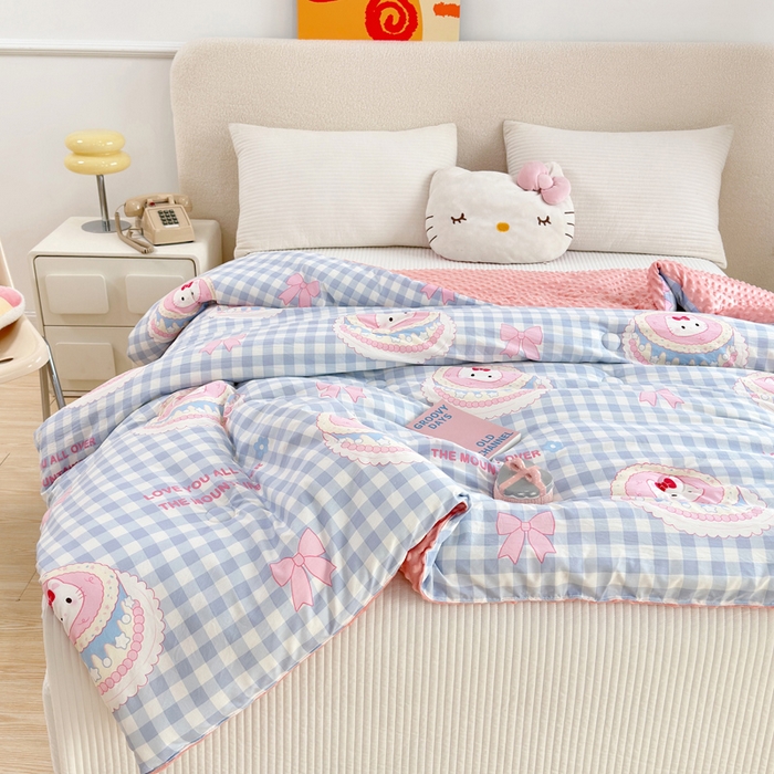 91家纺网 家纺一手货源 找家纺 赛琳 2026新款豆豆春秋被被子被芯 蛋糕小猫