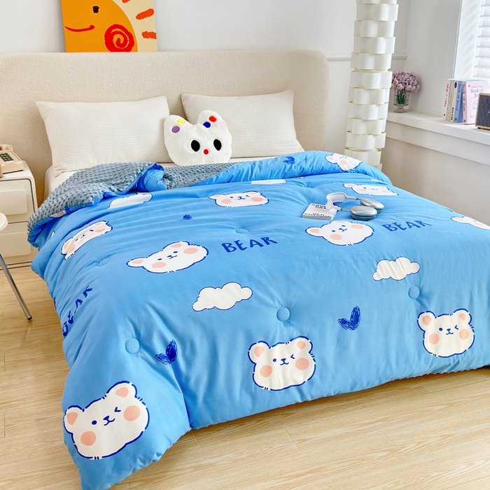 91家纺网 家纺一手货源 找家纺 赛琳 2026新款豆豆春秋被被子被芯 爱心小熊