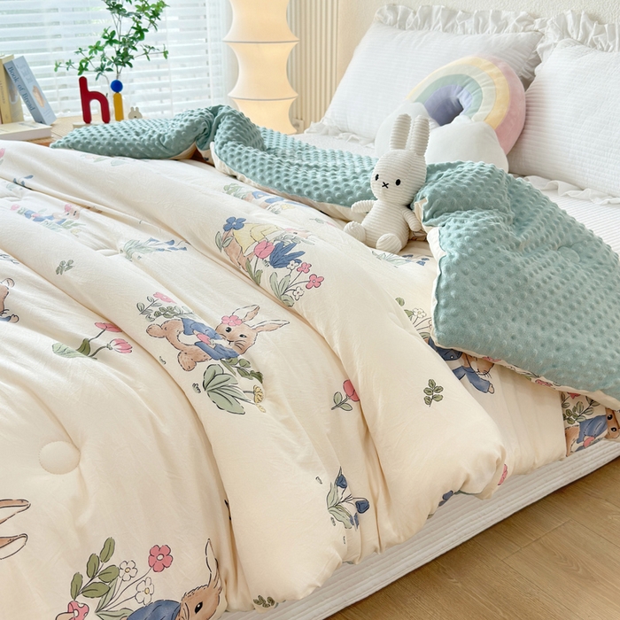 91家纺网 家纺一手货源 找家纺 赛琳 2026新款豆豆春秋被被子被芯 丛林小兔