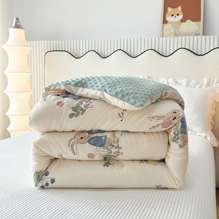 91家纺网 家纺一手货源 找家纺 赛琳 2026新款豆豆春秋被被子被芯 丛林小兔