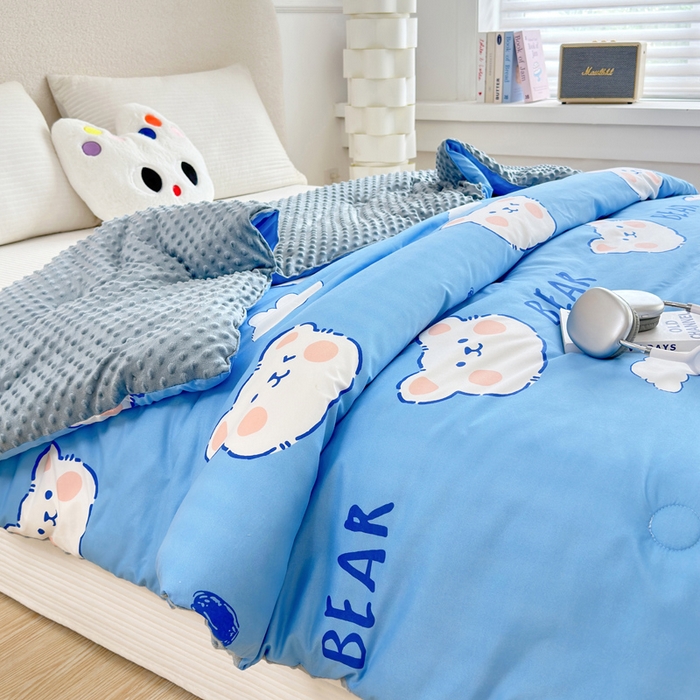 91家纺网 家纺一手货源 找家纺 赛琳 2026新款豆豆春秋被被子被芯 爱心小熊