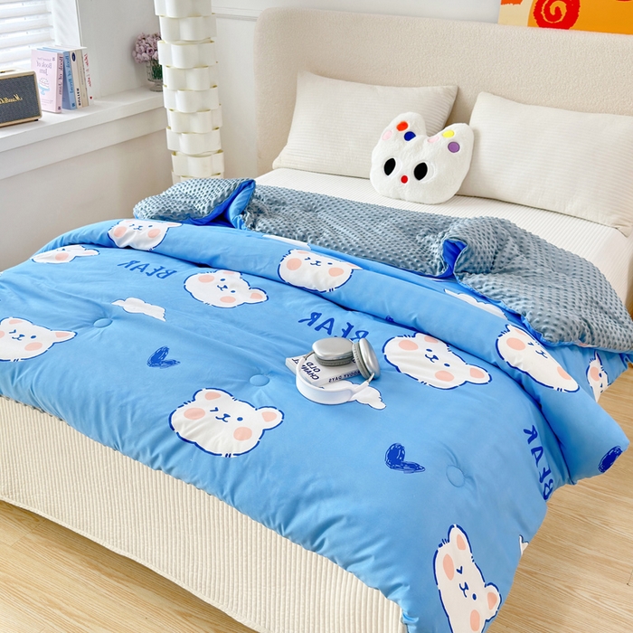 91家纺网 家纺一手货源 找家纺 赛琳 2026新款豆豆春秋被被子被芯 爱心小熊