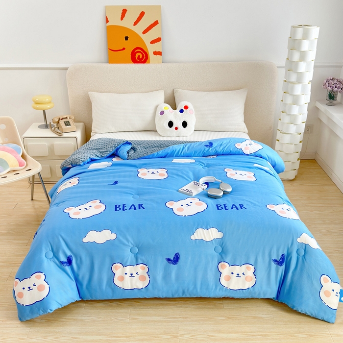 91家纺网 家纺一手货源 找家纺 赛琳 2026新款豆豆春秋被被子被芯 爱心小熊