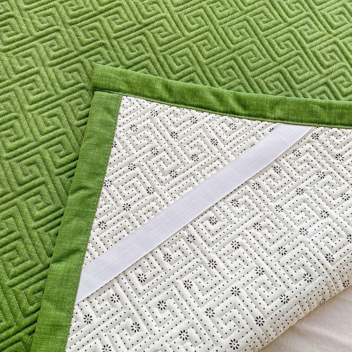 91家纺网 家纺一手货源 找家纺 首爱家纺 2026新款老粗布床盖床垫学生床 床盖 嫩绿