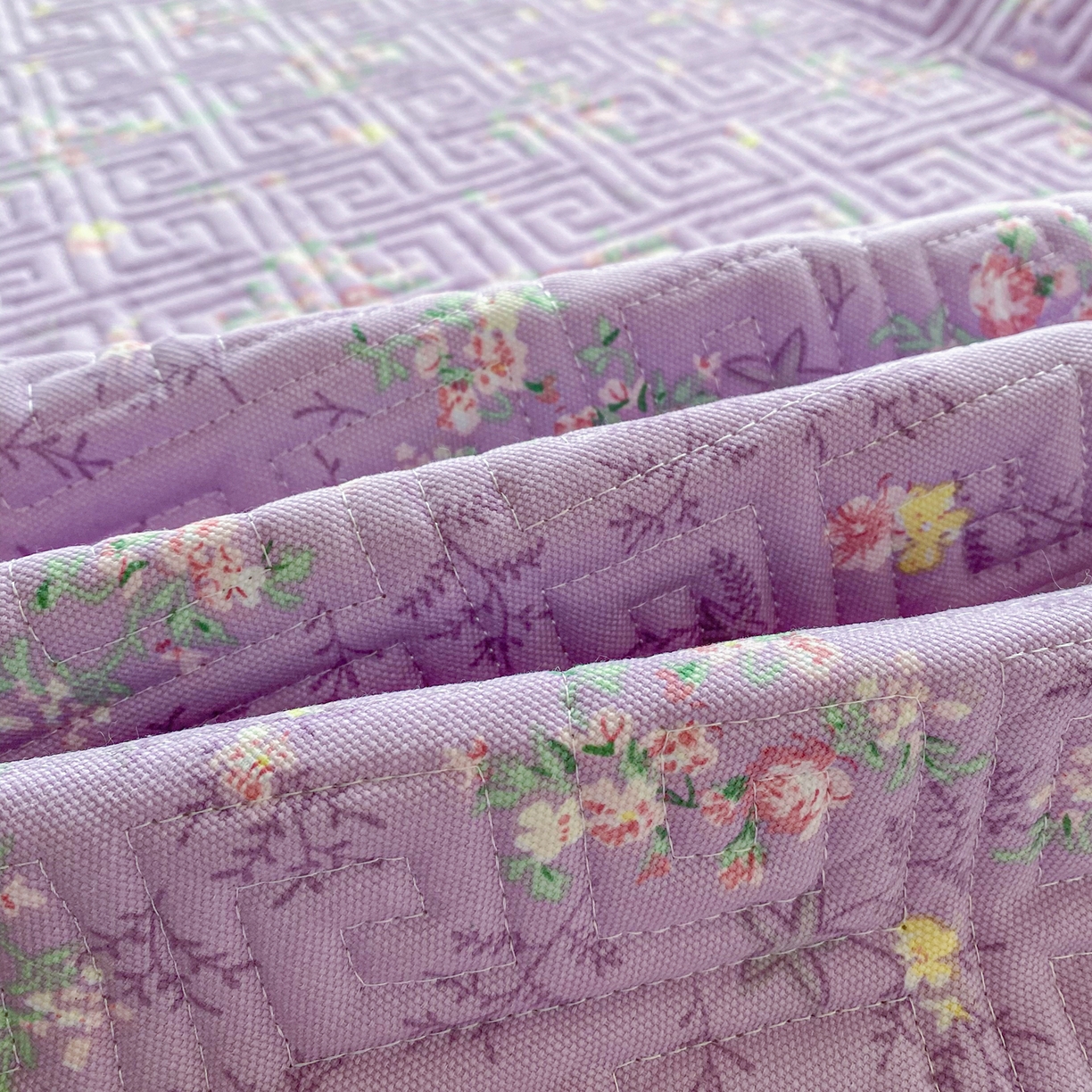 91家纺网 家纺一手货源 找家纺 首爱家纺 2026新款老粗布床盖床垫学生床 床盖 紫罗兰