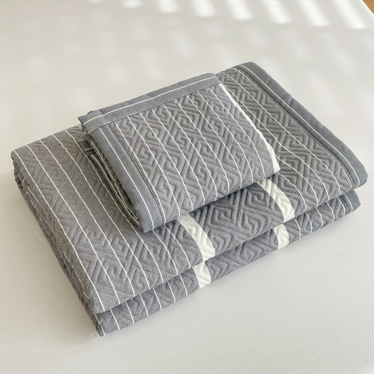 91家纺网 家纺一手货源 找家纺 首爱家纺 2026新款老粗布床盖床垫大床 床盖 冷灰