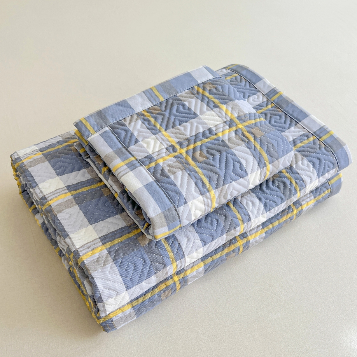 91家纺网 家纺一手货源 找家纺 首爱家纺 2026新款老粗布床盖床垫大床 床盖 简兮蓝