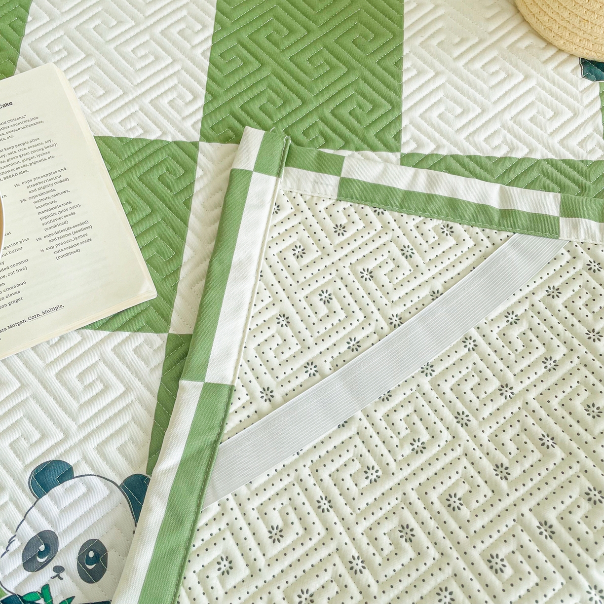 91家纺网 家纺一手货源 找家纺 首爱家纺 2026新款老粗布床盖床垫大床 床盖 可爱熊猫