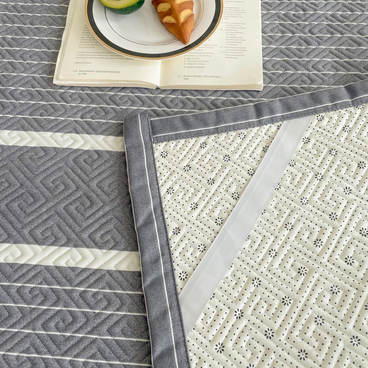 91家纺网 家纺一手货源 找家纺 首爱家纺 2026新款老粗布床盖床垫大床 床盖 冷灰