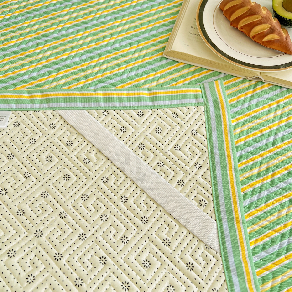 91家纺网 家纺一手货源 找家纺 首爱家纺 2026新款老粗布床盖床垫大床 床盖 果绿条