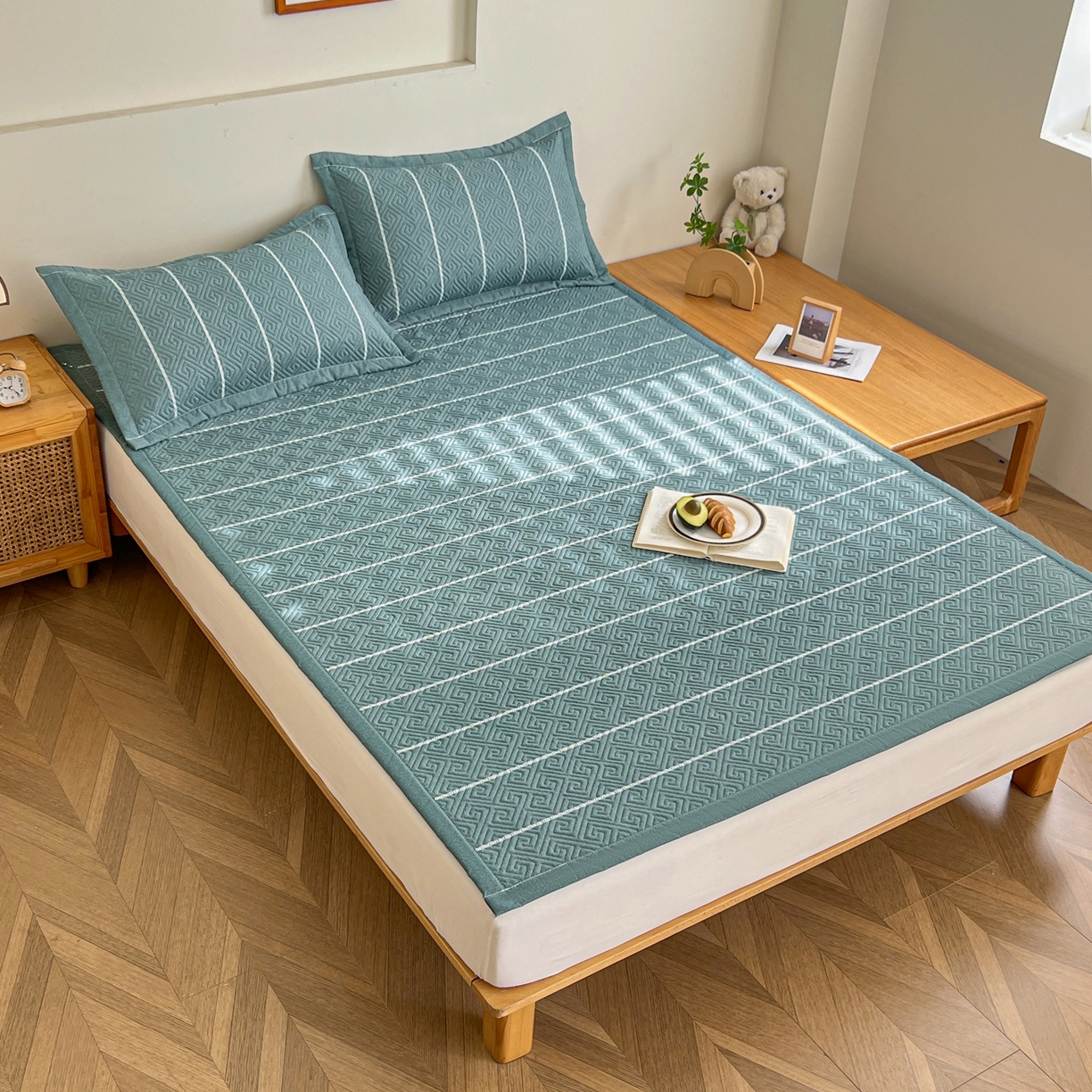 91家纺网 家纺一手货源 找家纺 首爱家纺 2026新款老粗布床盖床垫大床 床盖 初见