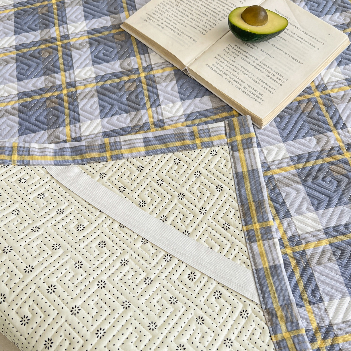 91家纺网 家纺一手货源 找家纺 首爱家纺 2026新款老粗布床盖床垫大床 床盖 简兮蓝