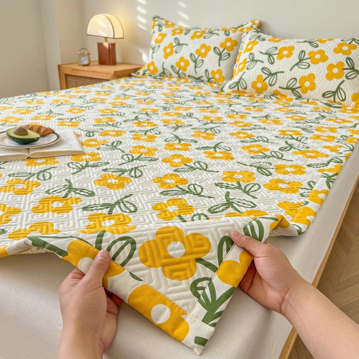 91家纺网 家纺一手货源 找家纺 首爱家纺 2026新款老粗布床盖床垫大床 床盖 花颜