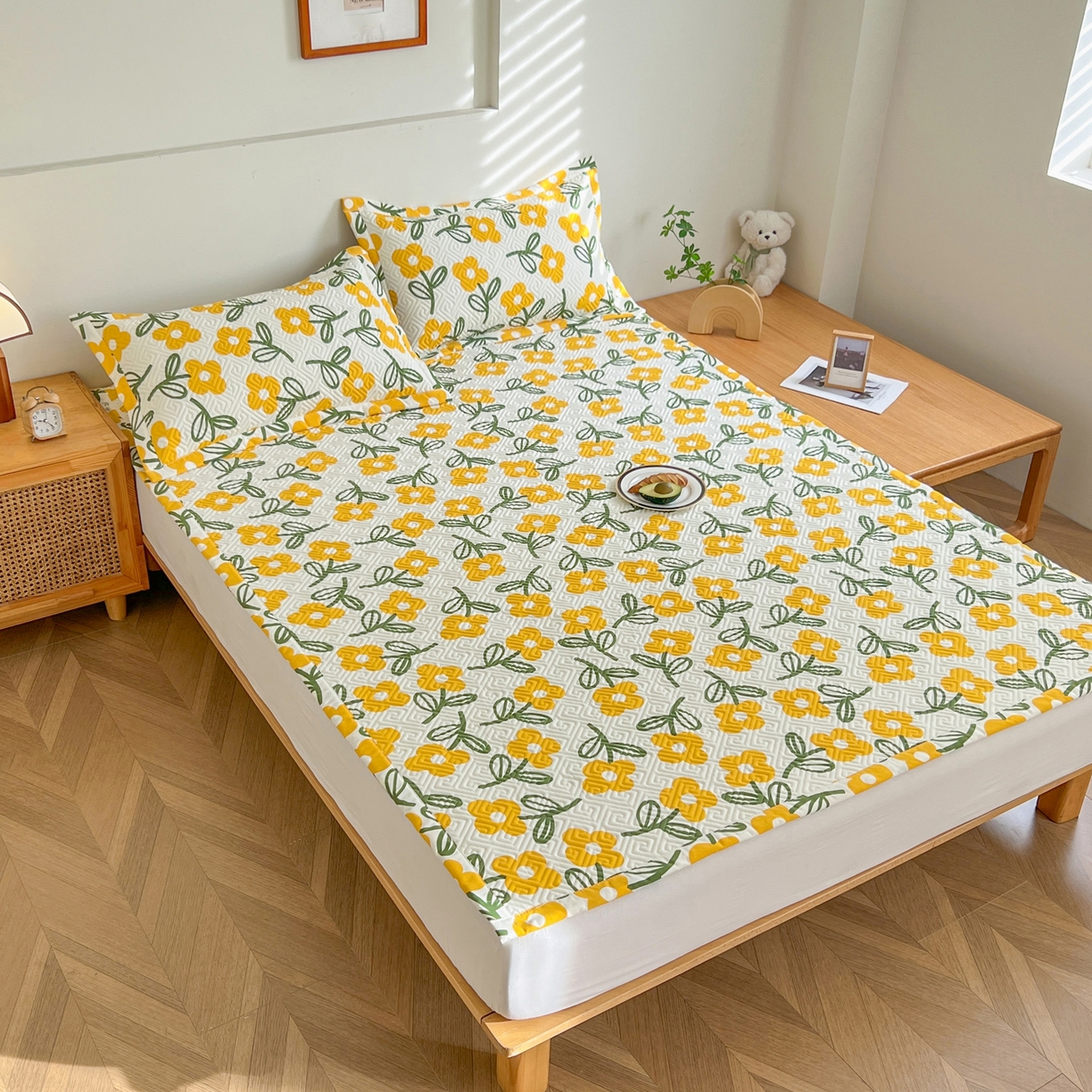 91家纺网 家纺一手货源 找家纺 首爱家纺 2026新款老粗布床盖床垫大床 床盖 花颜