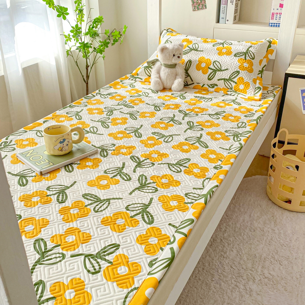 91家纺网 家纺一手货源 找家纺 棉乐町家居 2026新款老粗布床盖床垫学生床 床盖 花颜