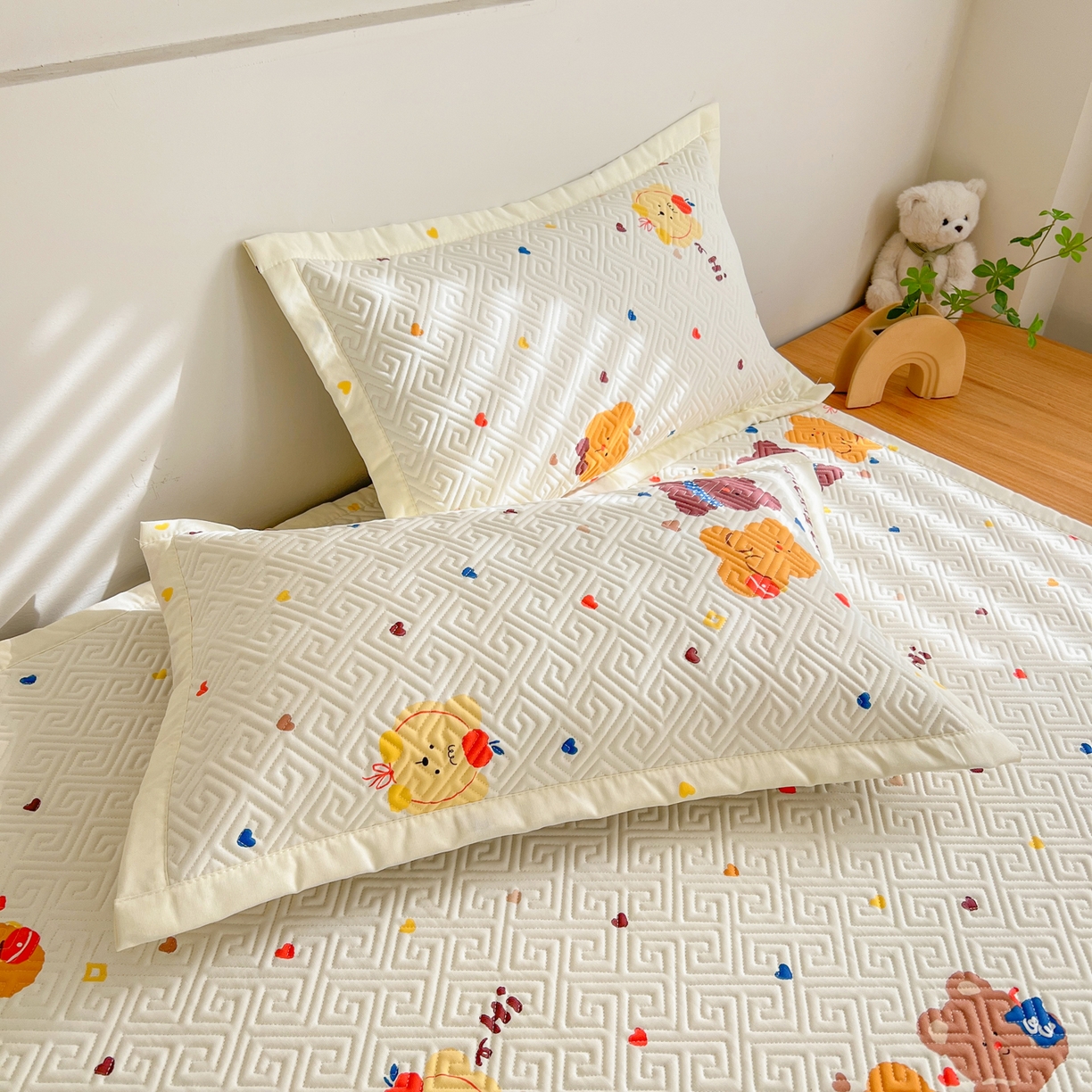 91家纺网 家纺一手货源 找家纺 棉乐町家居 2026新款老粗布床盖床垫大床 床盖 bear熊