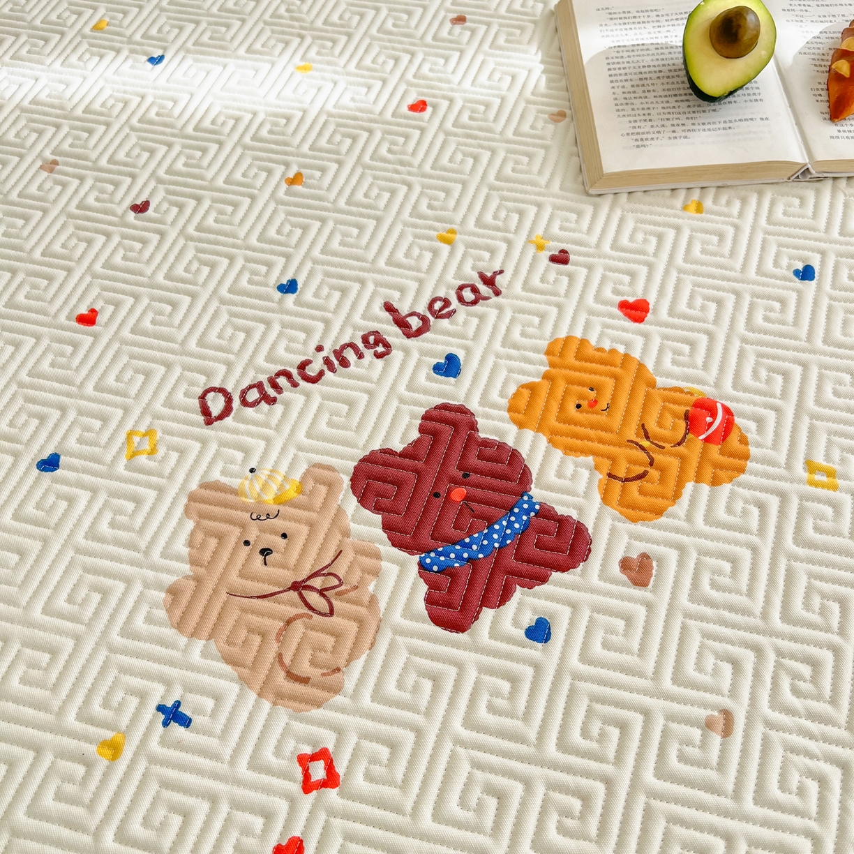 91家纺网 家纺一手货源 找家纺 棉乐町家居 2026新款老粗布床盖床垫大床 床盖 bear熊