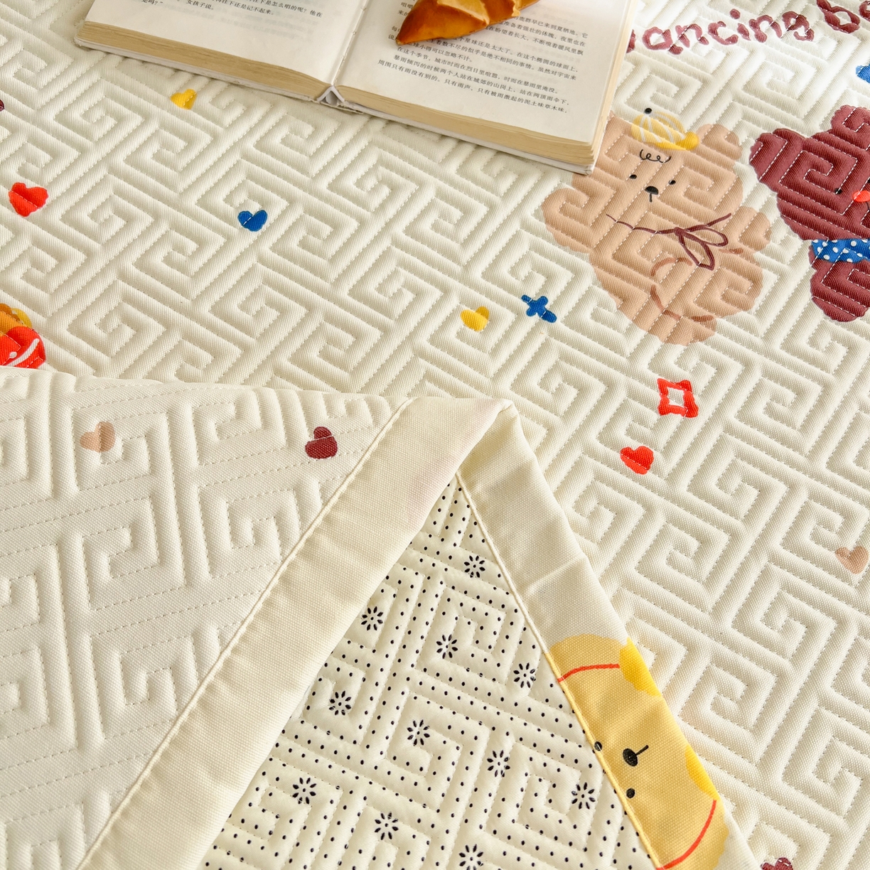 91家纺网 家纺一手货源 找家纺 棉乐町家居 2026新款老粗布床盖床垫大床 床盖 bear熊