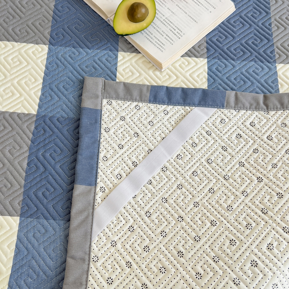 91家纺网 家纺一手货源 找家纺 棉乐町家居 2026新款老粗布床盖床垫大床 床盖 蓝格