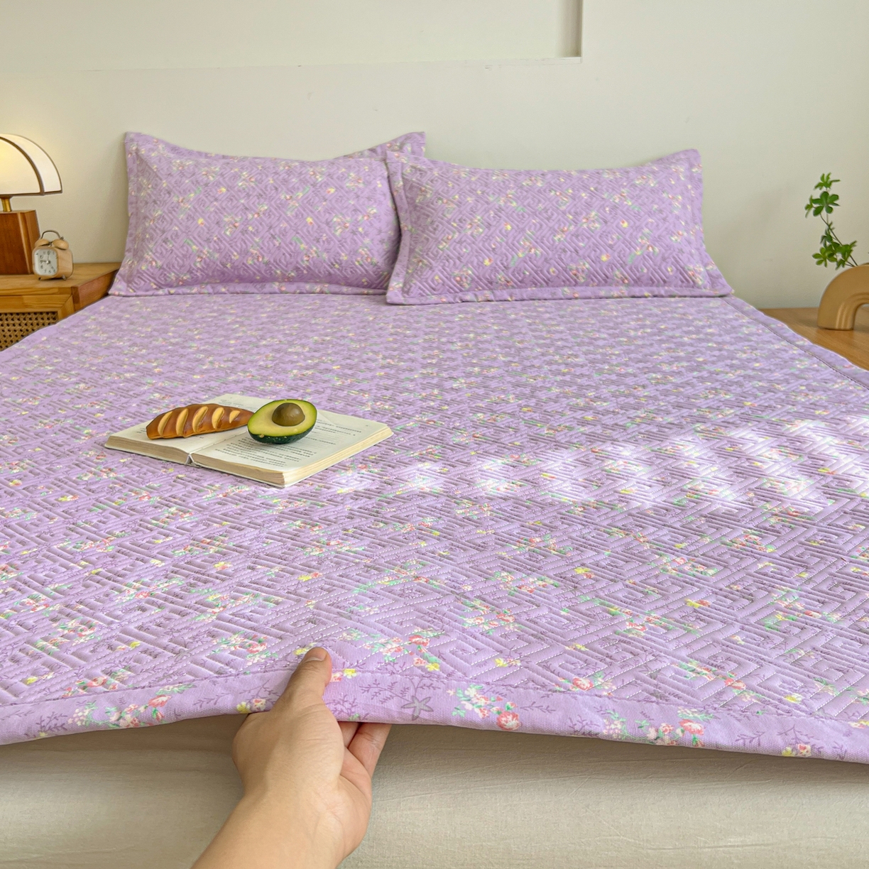 棉乐町家居 2026新款老粗布床盖床垫大床 床盖 紫罗兰