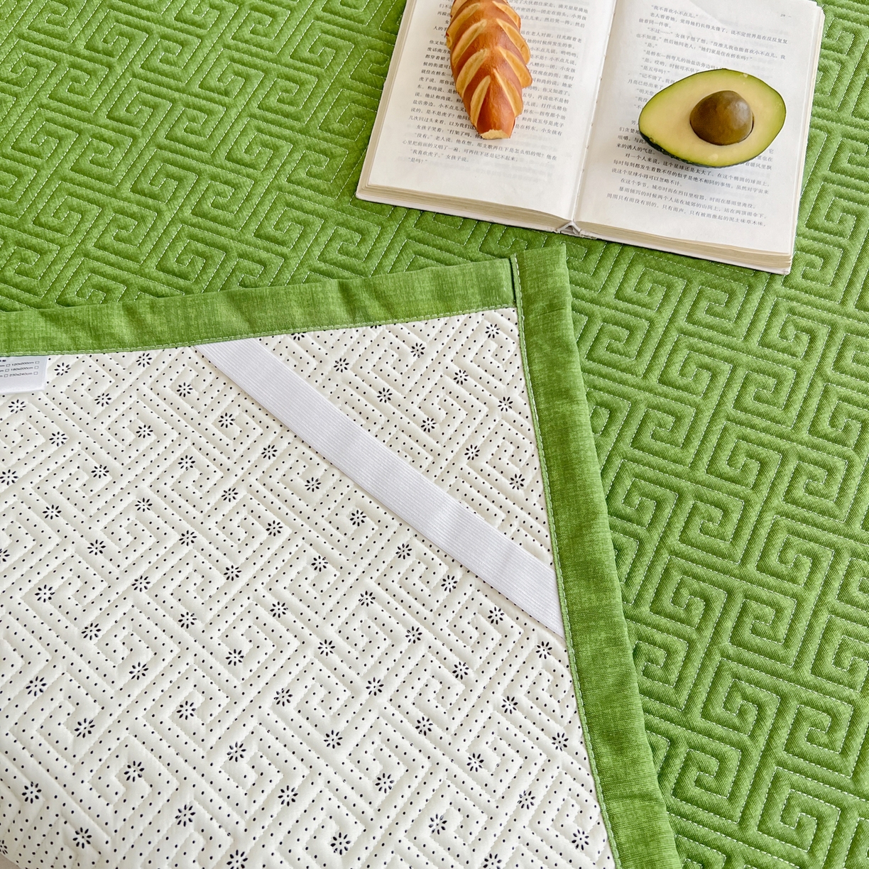 91家纺网 家纺一手货源 找家纺 棉乐町家居 2026新款老粗布床盖床垫大床 床盖 嫩绿