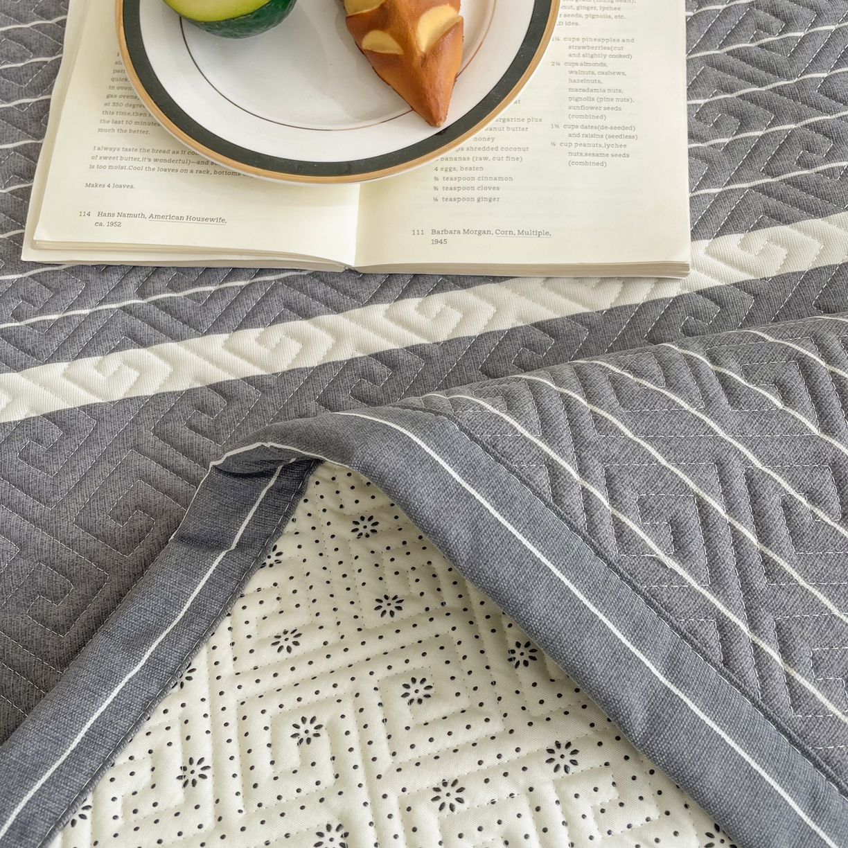 91家纺网 家纺一手货源 找家纺 金泰莱 2026新款老粗布床盖床垫大床 床盖 冷灰