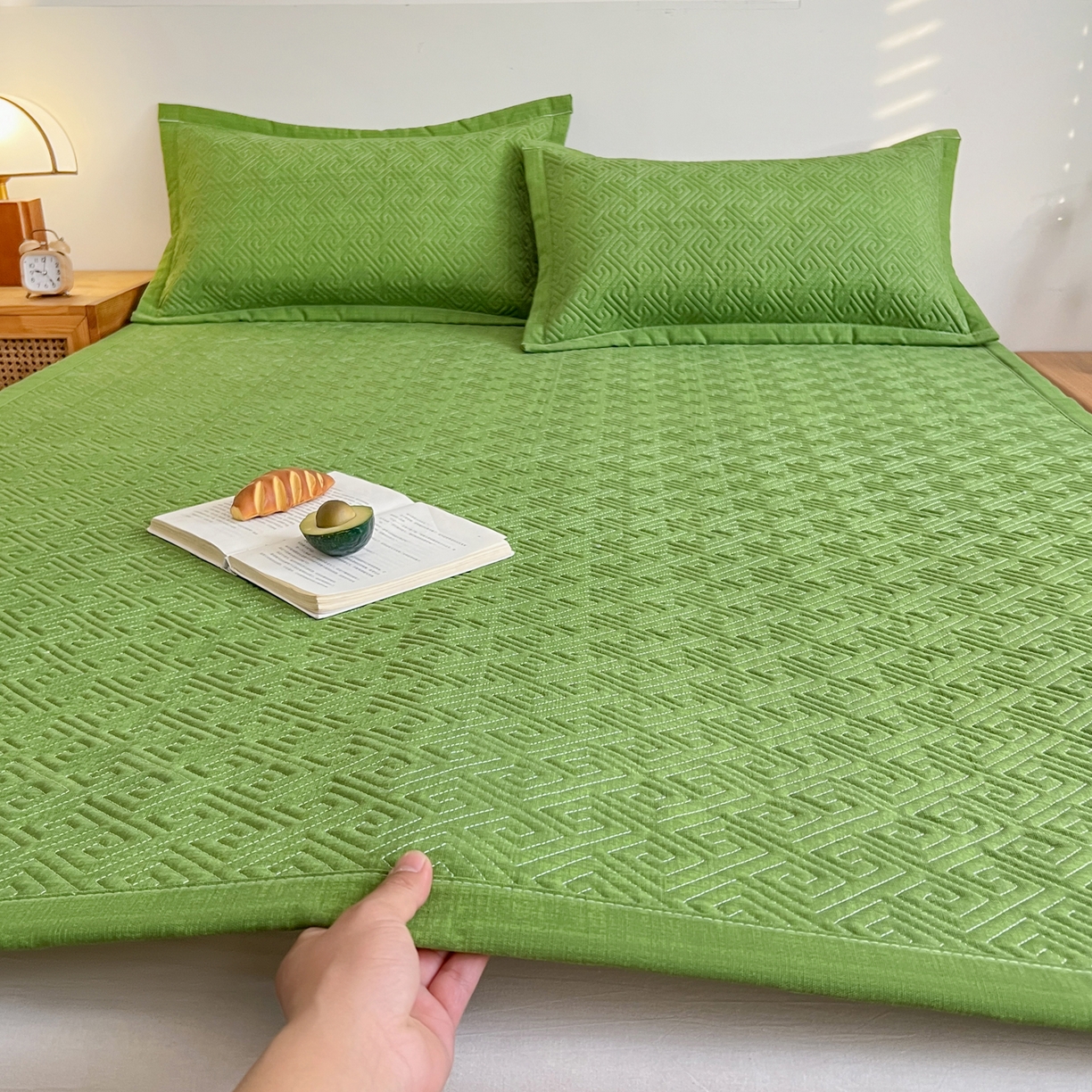 金泰莱 2026新款老粗布床盖床垫大床 床盖 嫩绿