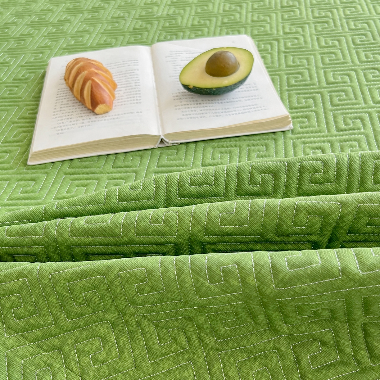 91家纺网 家纺一手货源 找家纺 金泰莱 2026新款老粗布床盖床垫大床 床盖 嫩绿