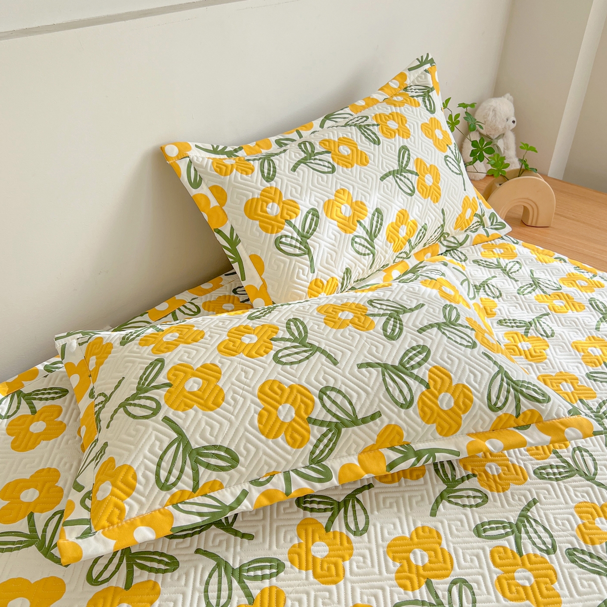 91家纺网 家纺一手货源 找家纺 金泰莱 2026新款老粗布床盖床垫大床 床盖 花颜