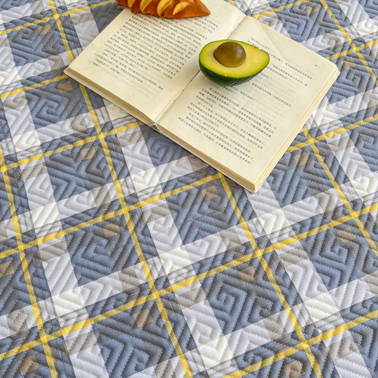 91家纺网 家纺一手货源 找家纺 金泰莱 2026新款老粗布床盖床垫大床 床盖 简兮蓝