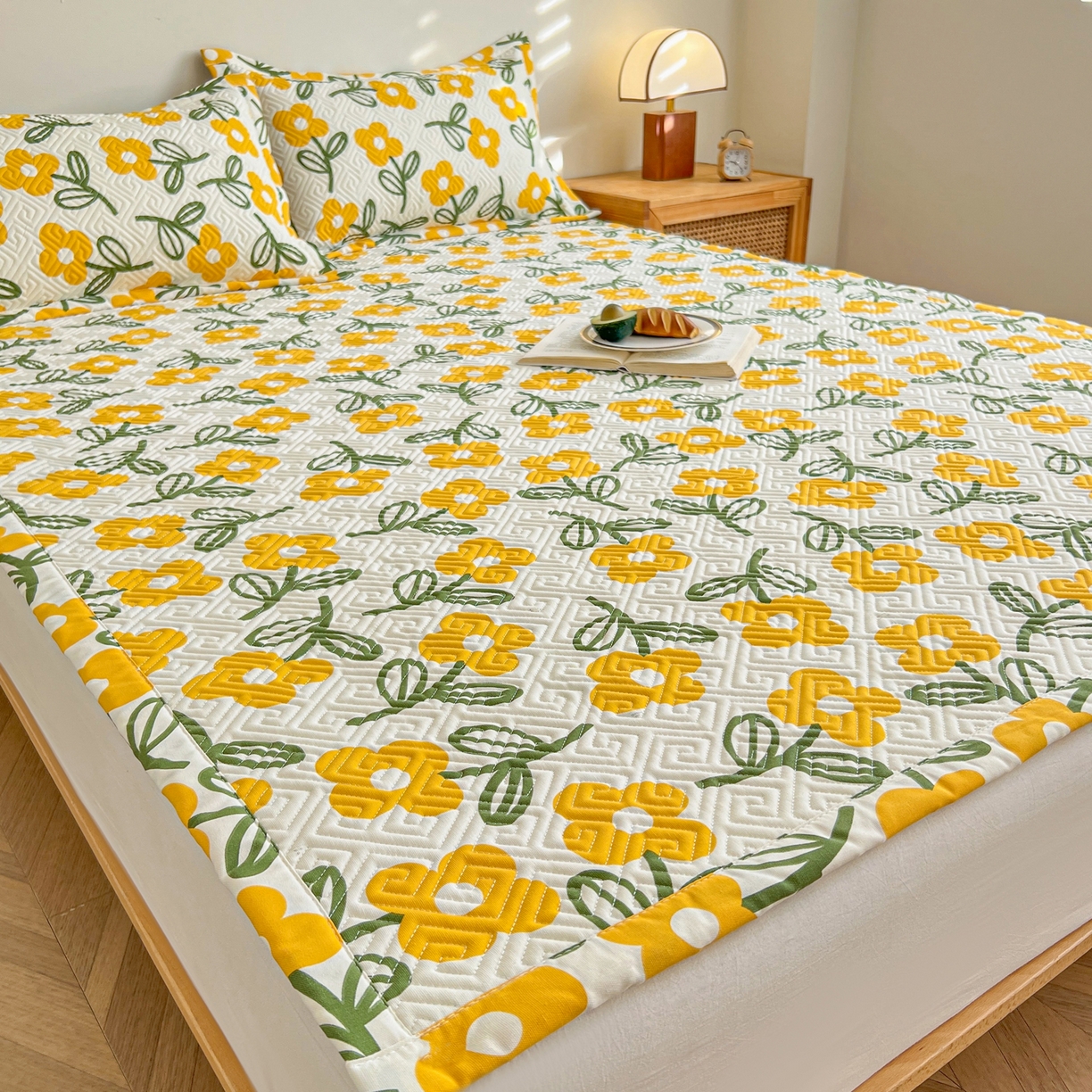 91家纺网 家纺一手货源 找家纺 金泰莱 2026新款老粗布床盖床垫大床 床盖 花颜