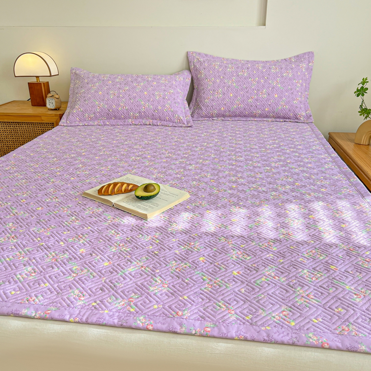 91家纺网 家纺一手货源 找家纺 金泰莱 2026新款老粗布床盖床垫大床 床盖 紫罗兰