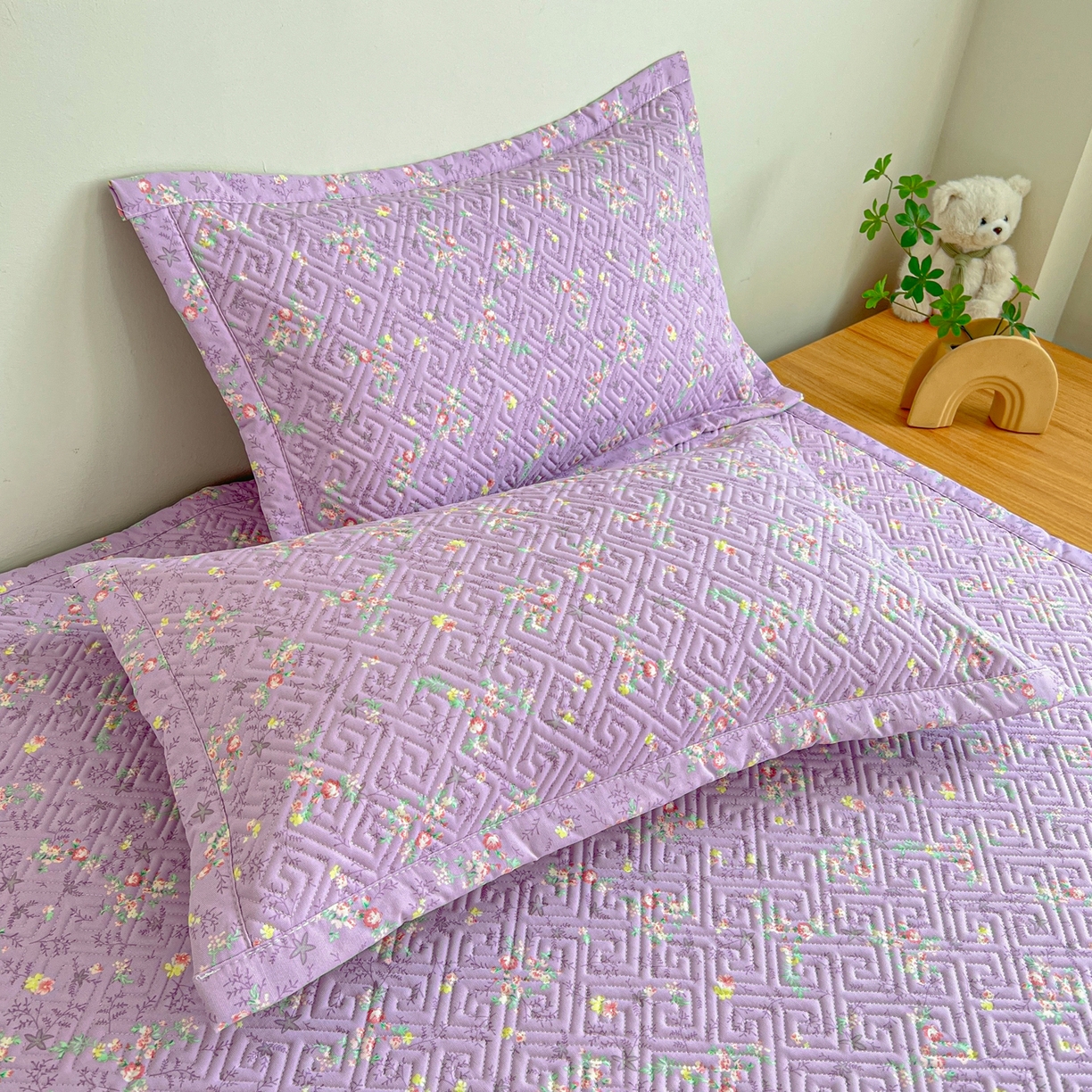 91家纺网 家纺一手货源 找家纺 金泰莱 2026新款老粗布床盖床垫大床 床盖 紫罗兰