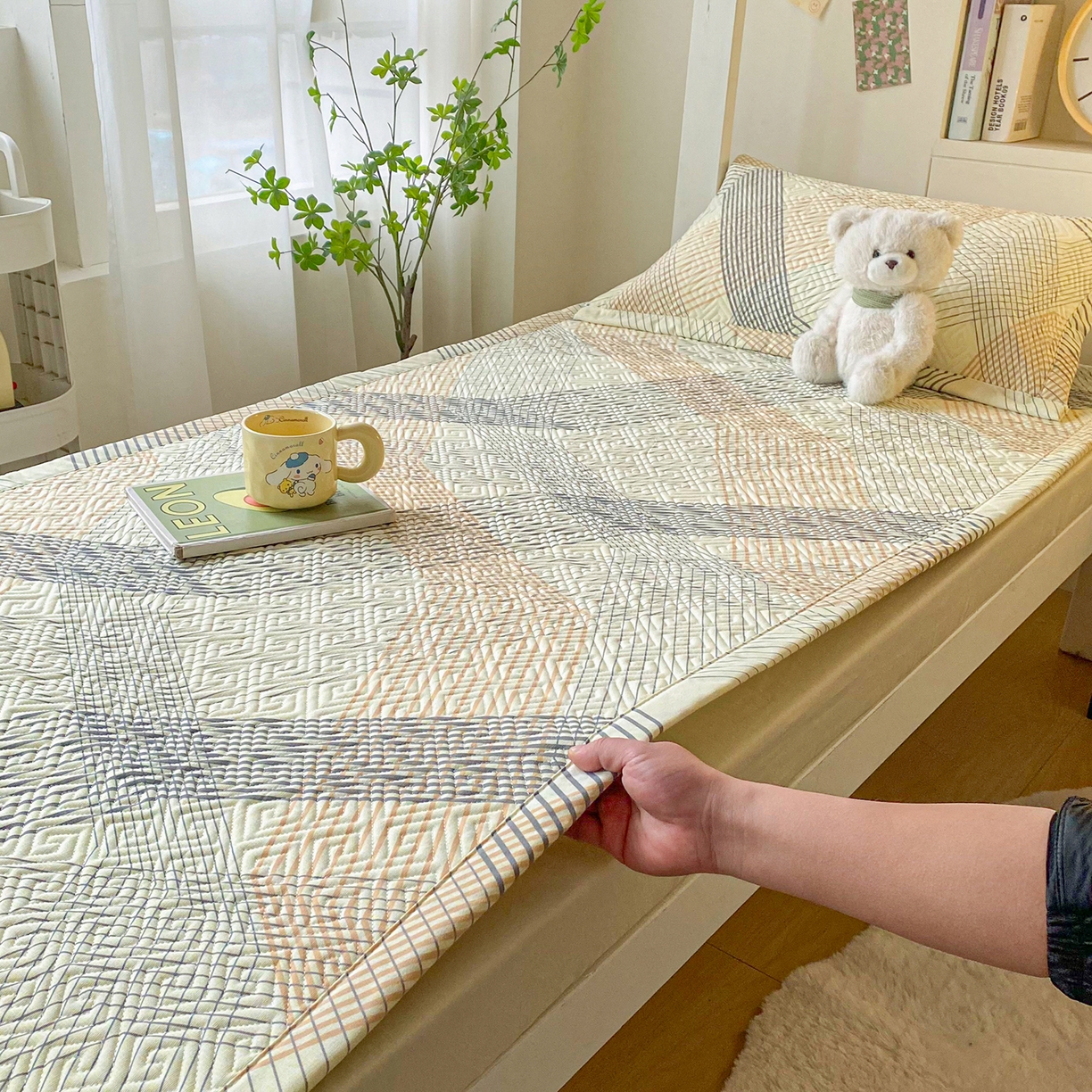 91家纺网 家纺一手货源 找家纺 金泰莱 2026新款老粗布床盖床垫学生床 床盖 艾米