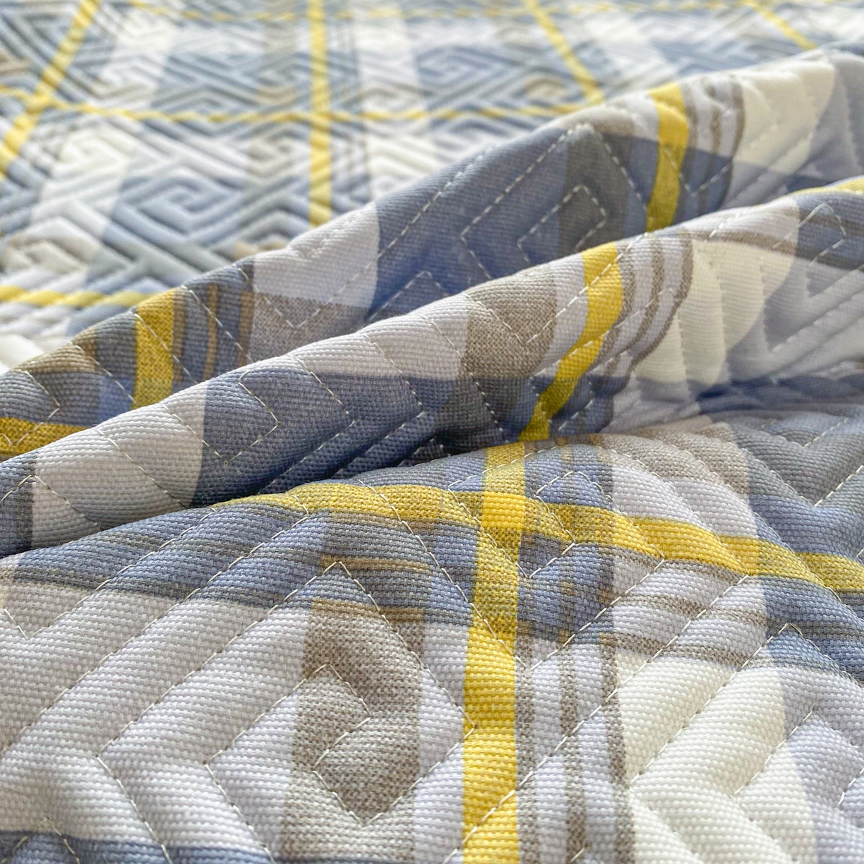 91家纺网 家纺一手货源 找家纺 金泰莱 2026新款老粗布床盖床垫学生床 床盖 简兮蓝