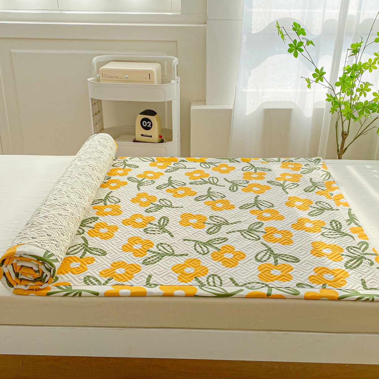 91家纺网 家纺一手货源 找家纺 金泰莱 2026新款老粗布床盖床垫学生床 床盖 花颜