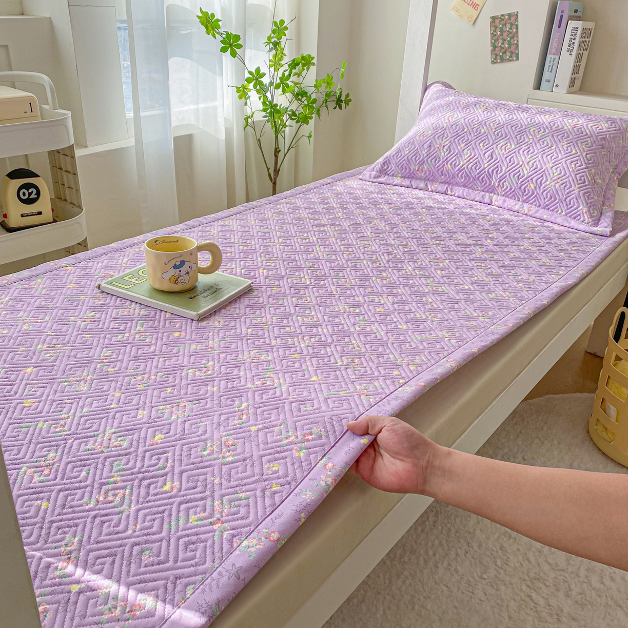 91家纺网 家纺一手货源 找家纺 金泰莱 2026新款老粗布床盖床垫学生床 床盖 紫罗兰