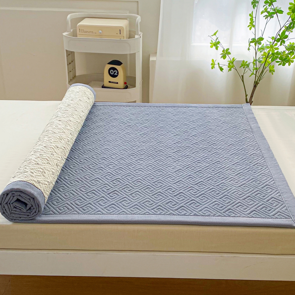 91家纺网 家纺一手货源 找家纺 金泰莱 2026新款老粗布床盖床垫学生床 床盖 浅灰