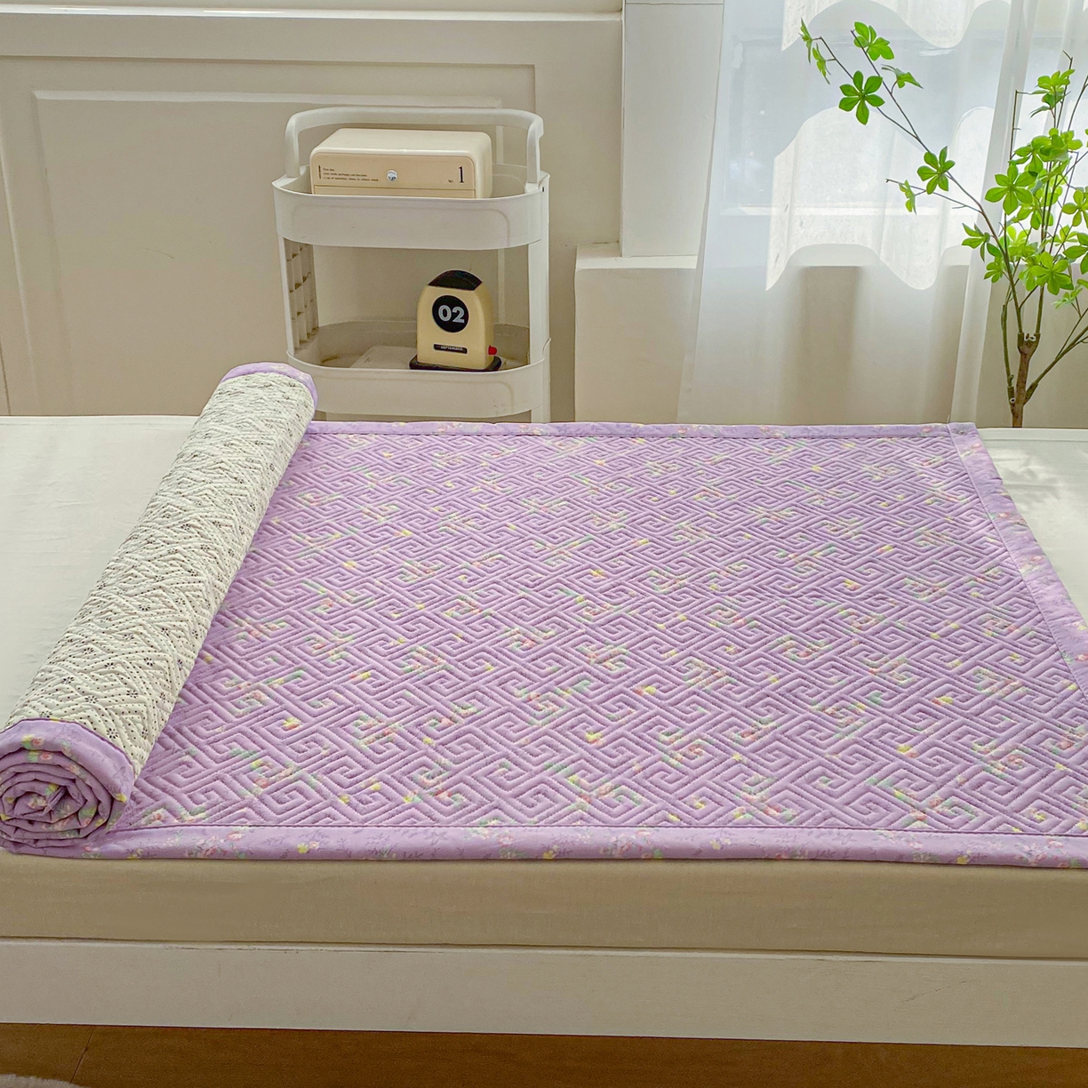 91家纺网 家纺一手货源 找家纺 金泰莱 2026新款老粗布床盖床垫学生床 床盖 紫罗兰