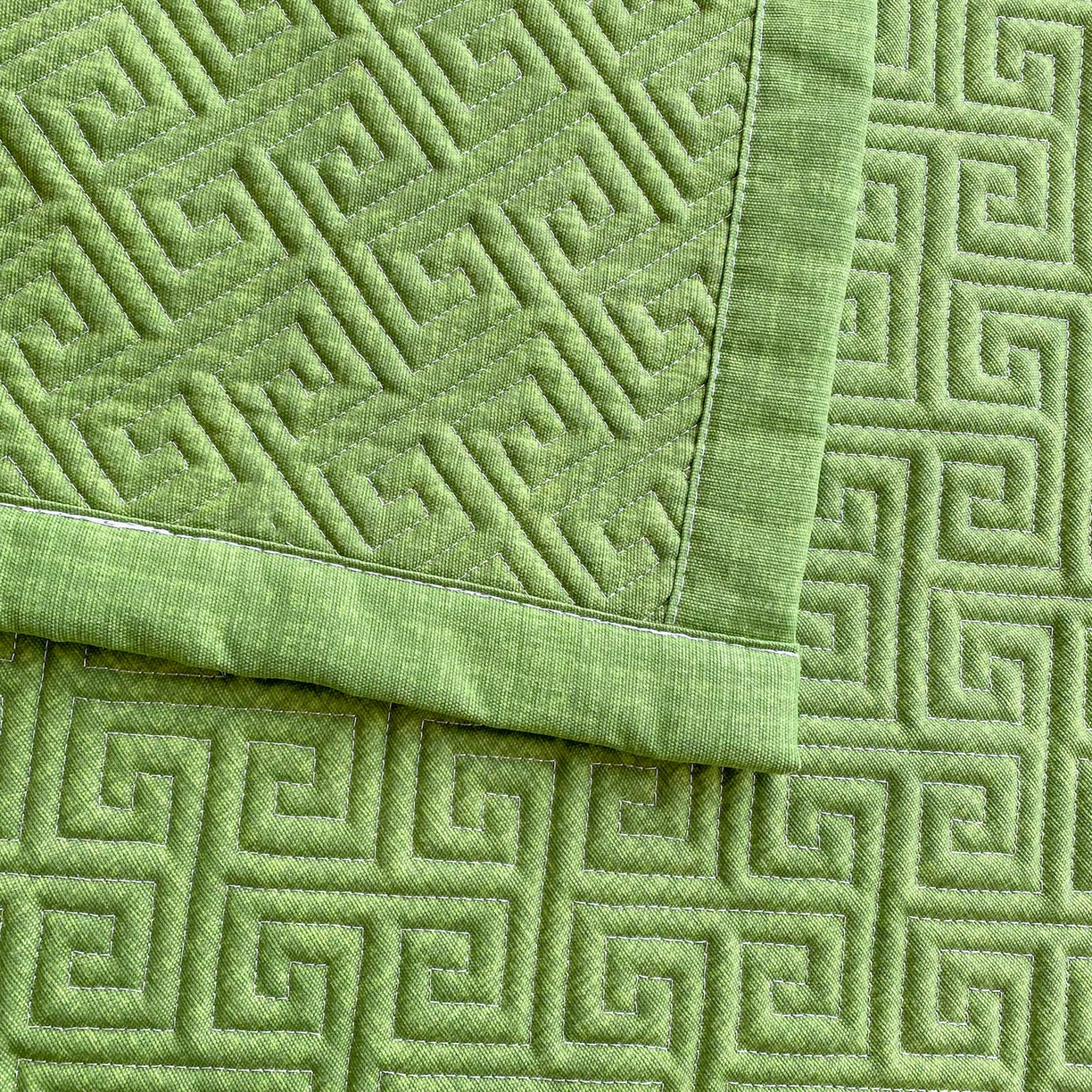 91家纺网 家纺一手货源 找家纺 金泰莱 2026新款老粗布床盖床垫学生床 床盖 嫩绿