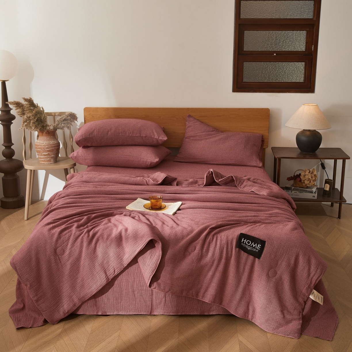 91家纺网 家纺一手货源 找家纺 （总）乐家毛巾被（工厂自产自销） 2026新款A类新疆长绒棉色织提花双层纱千鸟格系列夏被