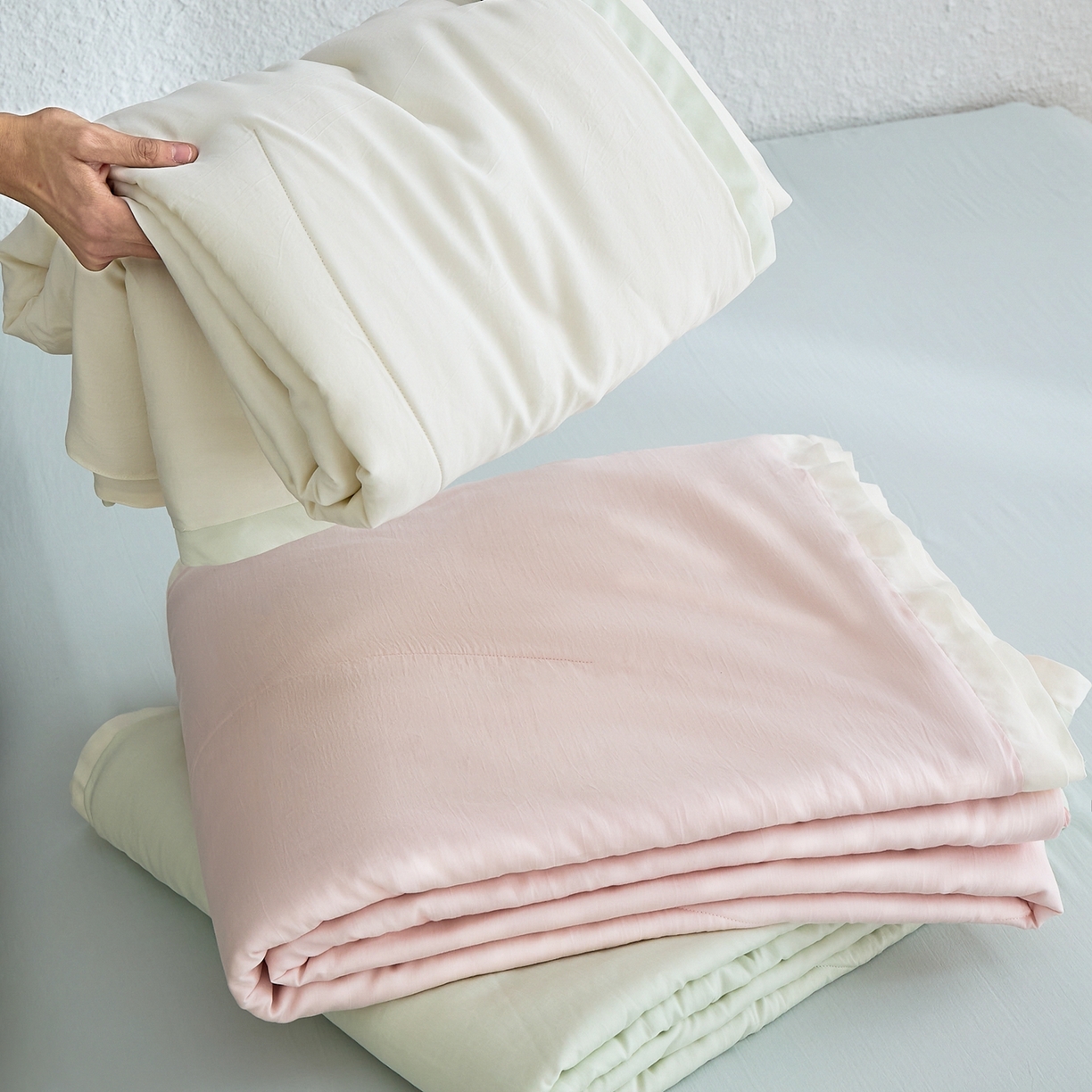 91家纺网 家纺一手货源 找家纺 （总）禧禾 2026新款60支兰精柔洗天丝冰蚕夏被夏凉被空调被-素禾